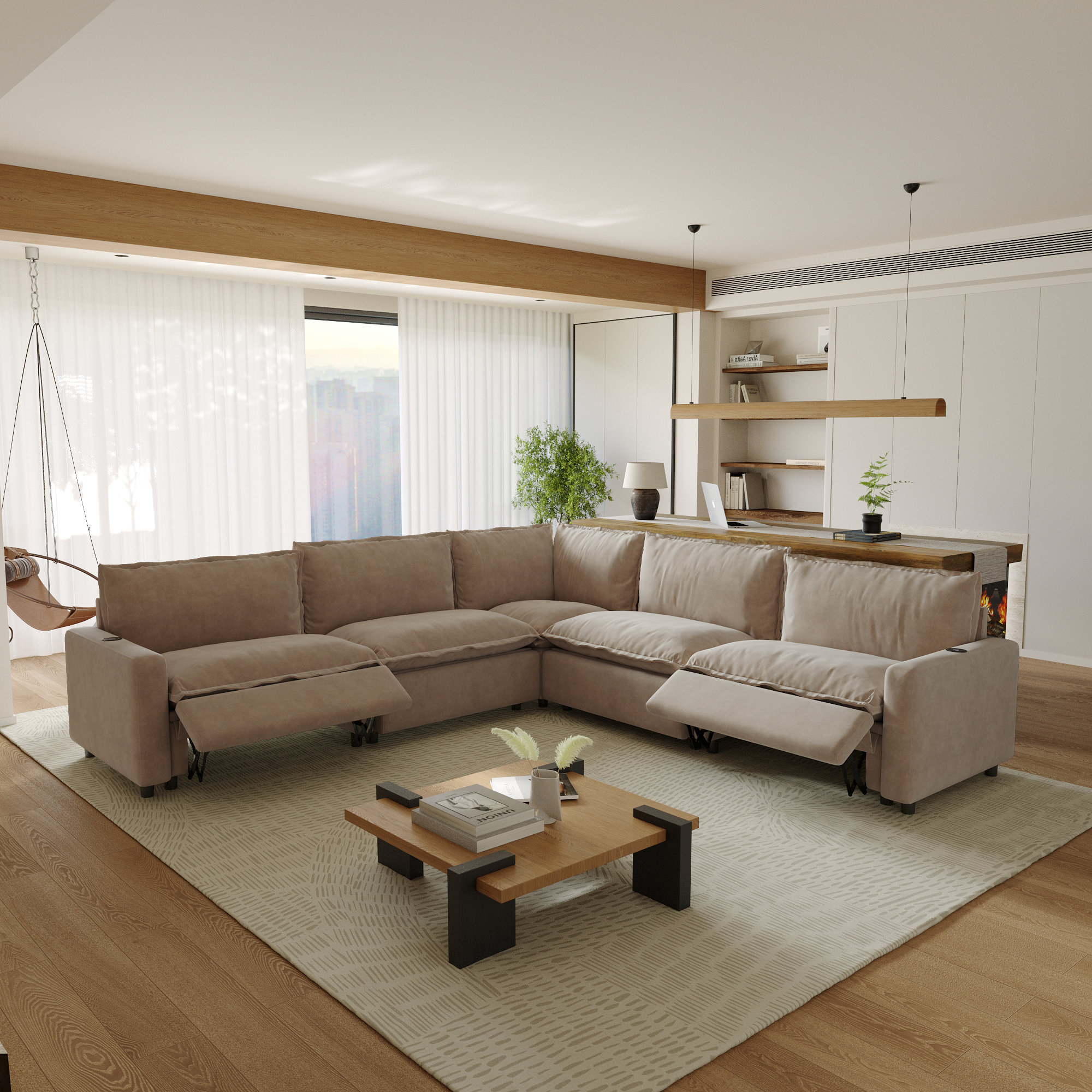 lupus  Latitude Run® Moncada 5-Piece Modular Linen Power Reclining